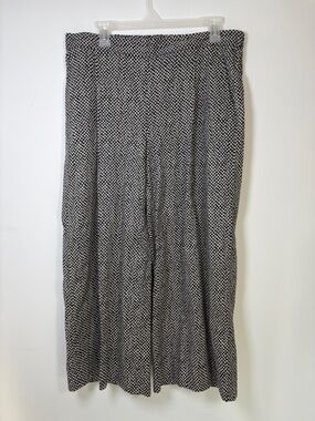 Eileen Fisher Bandhini Dot Wide Leg Black & White Organic Cotton Pants - L